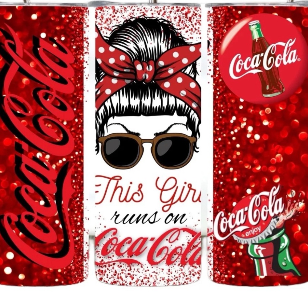 Handmade‎ This Girl Runs On Coca-cola Tumbler. NWOT